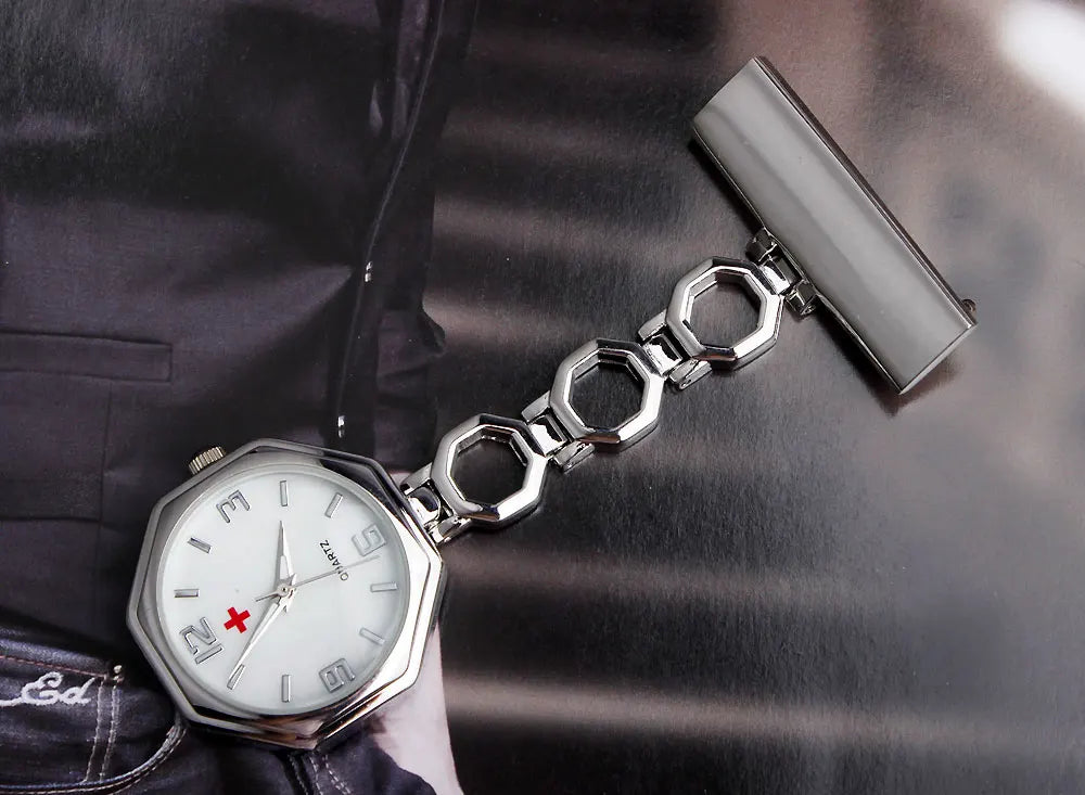 Paramedic Nurse Pocket Watch - Rose Gold Silver Fob Watch with Clip