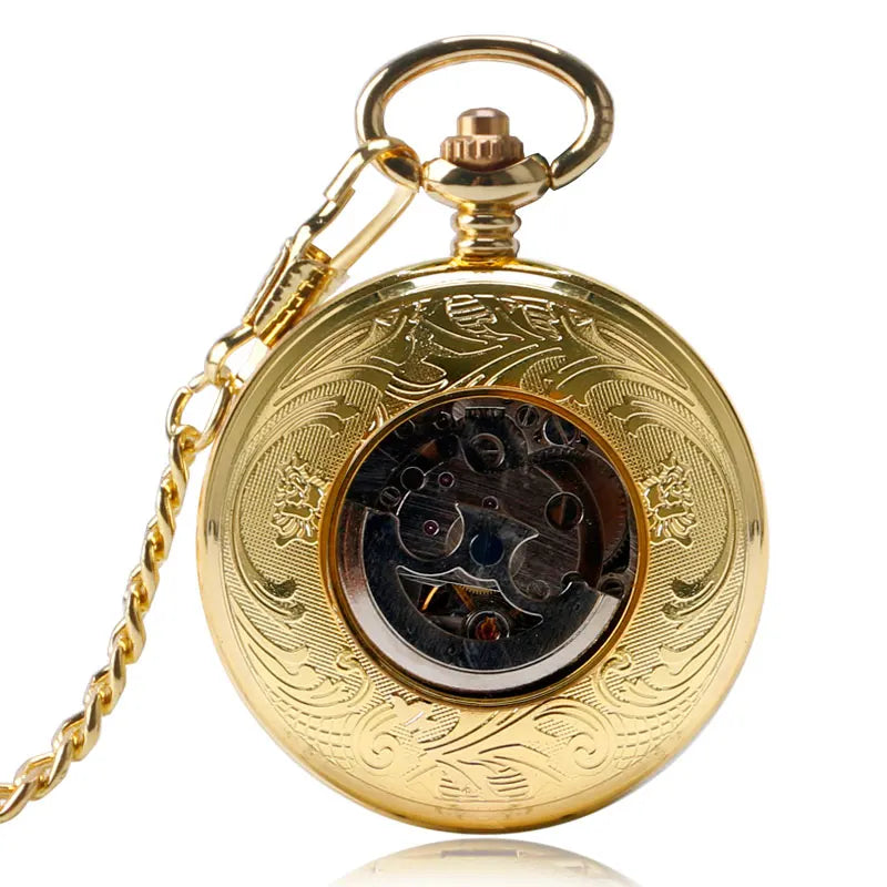 Golden Automatic Mechanical Pocket Watch - Luxury Nurse Fob Watch Gift