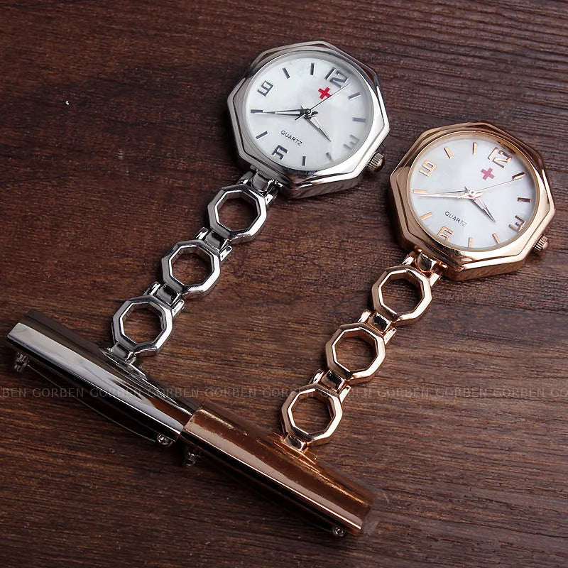 Paramedic Nurse Pocket Watch - Rose Gold Silver Fob Watch with Clip