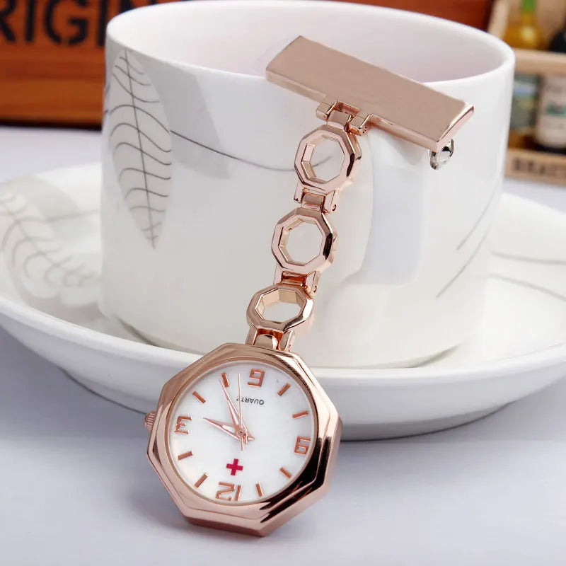 Paramedic Nurse Pocket Watch - Rose Gold Silver Fob Watch with Clip