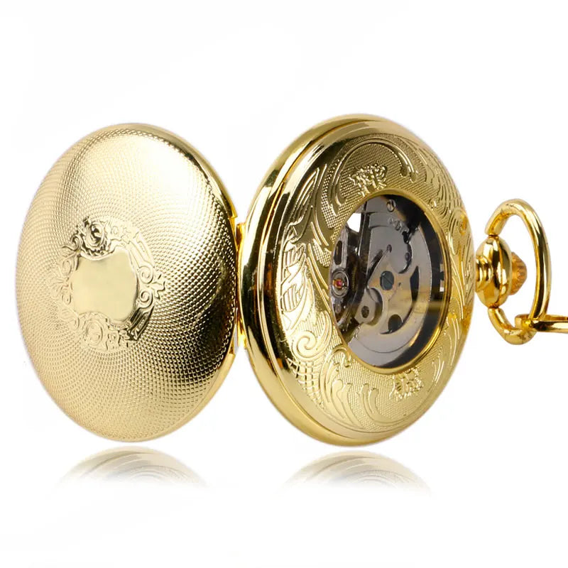 Golden Automatic Mechanical Pocket Watch - Luxury Nurse Fob Watch Gift