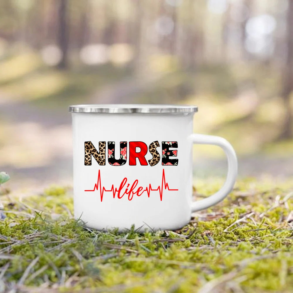 Nurse Life Enamel Mug 360ml - Creative Coffee Cup Gift for Nurses