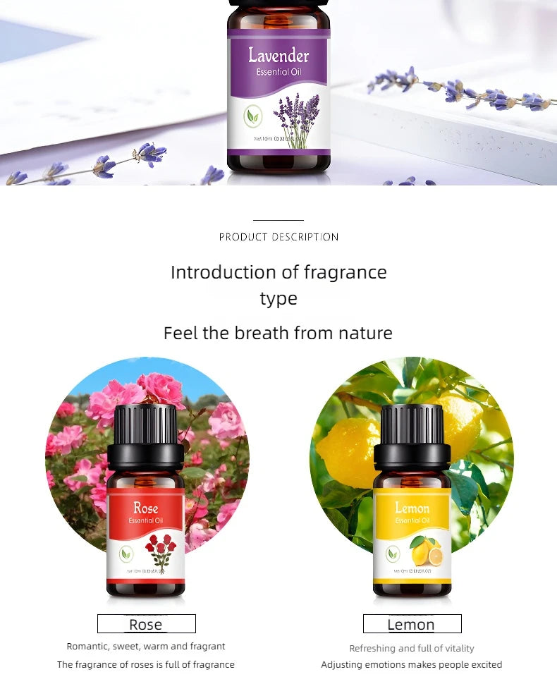 Essential Oils 10ml - 18 Scents for Aroma Diffuser & Humidifier