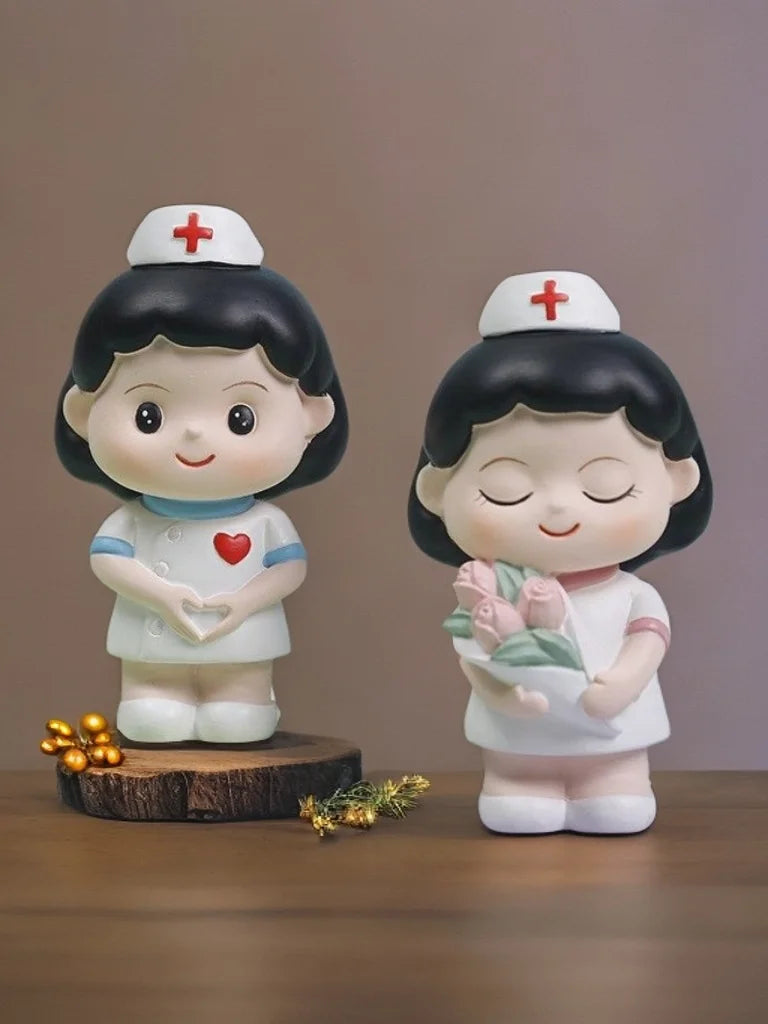 Nurse Doll Ornament - Handmade Resin Figurine for Office & Home Decoration