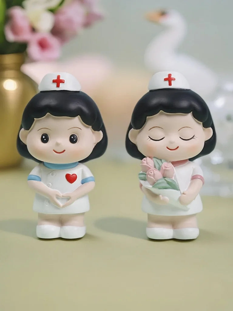 Nurse Doll Ornament - Handmade Resin Figurine for Office & Home Decoration