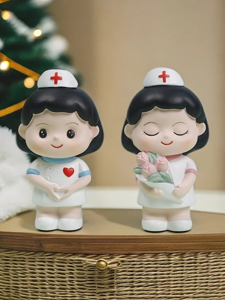 Nurse Doll Ornament - Handmade Resin Figurine for Office & Home Decoration