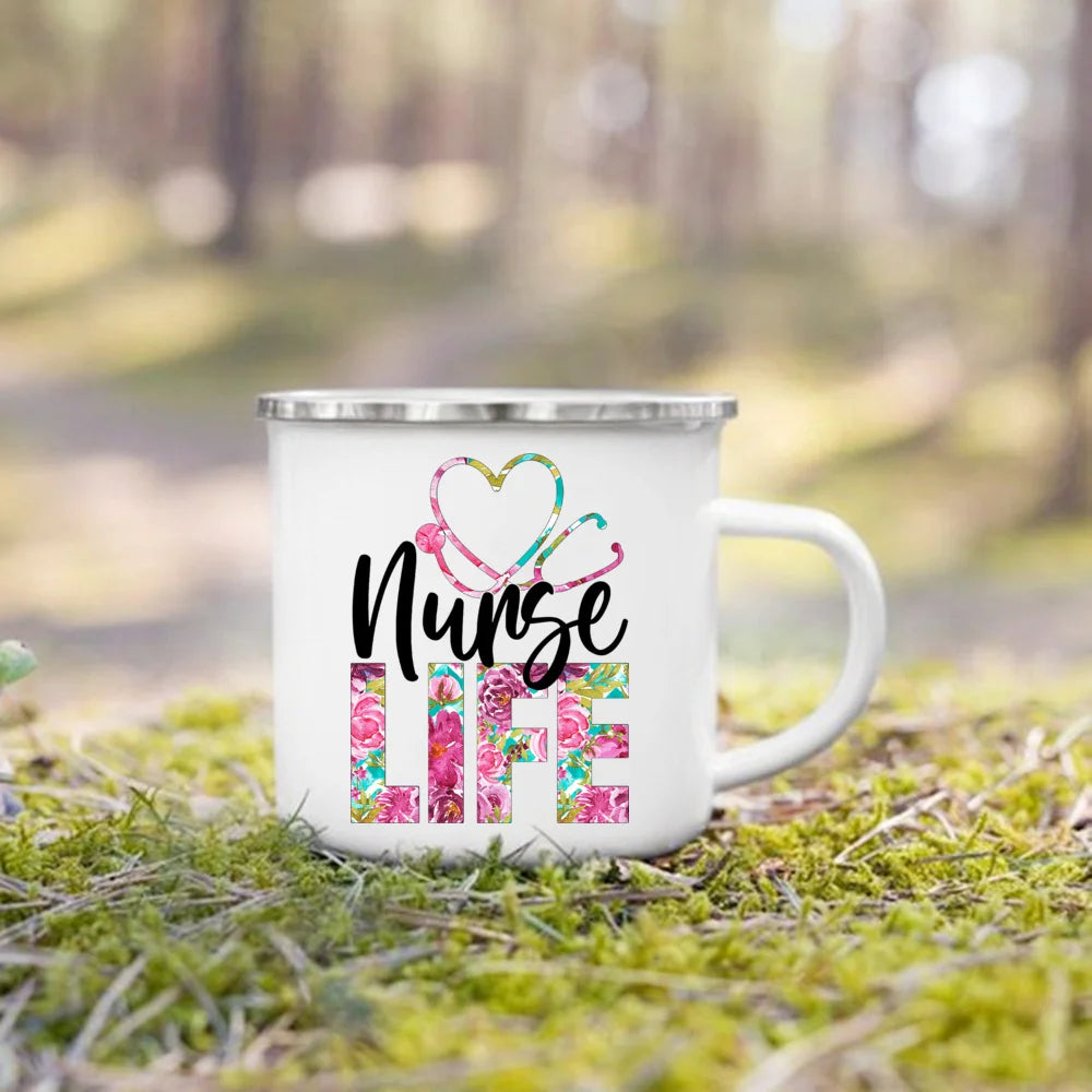Nurse Life Enamel Mug 360ml - Creative Coffee Cup Gift for Nurses