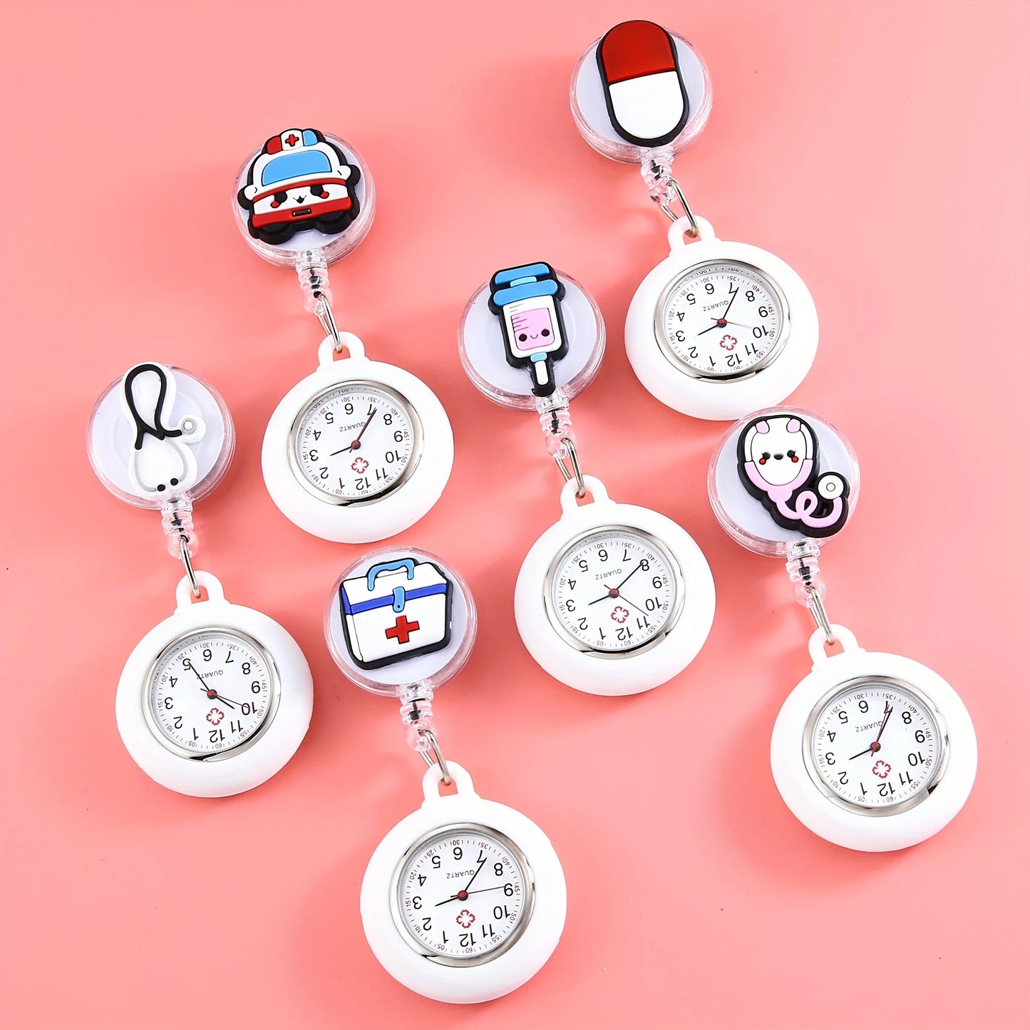 Cartoon Telescopic Nurse Watch - Cute Retractable Fob Watch for Students