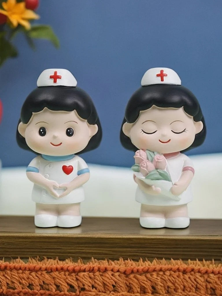 Nurse Doll Ornament - Handmade Resin Figurine for Office & Home Decoration