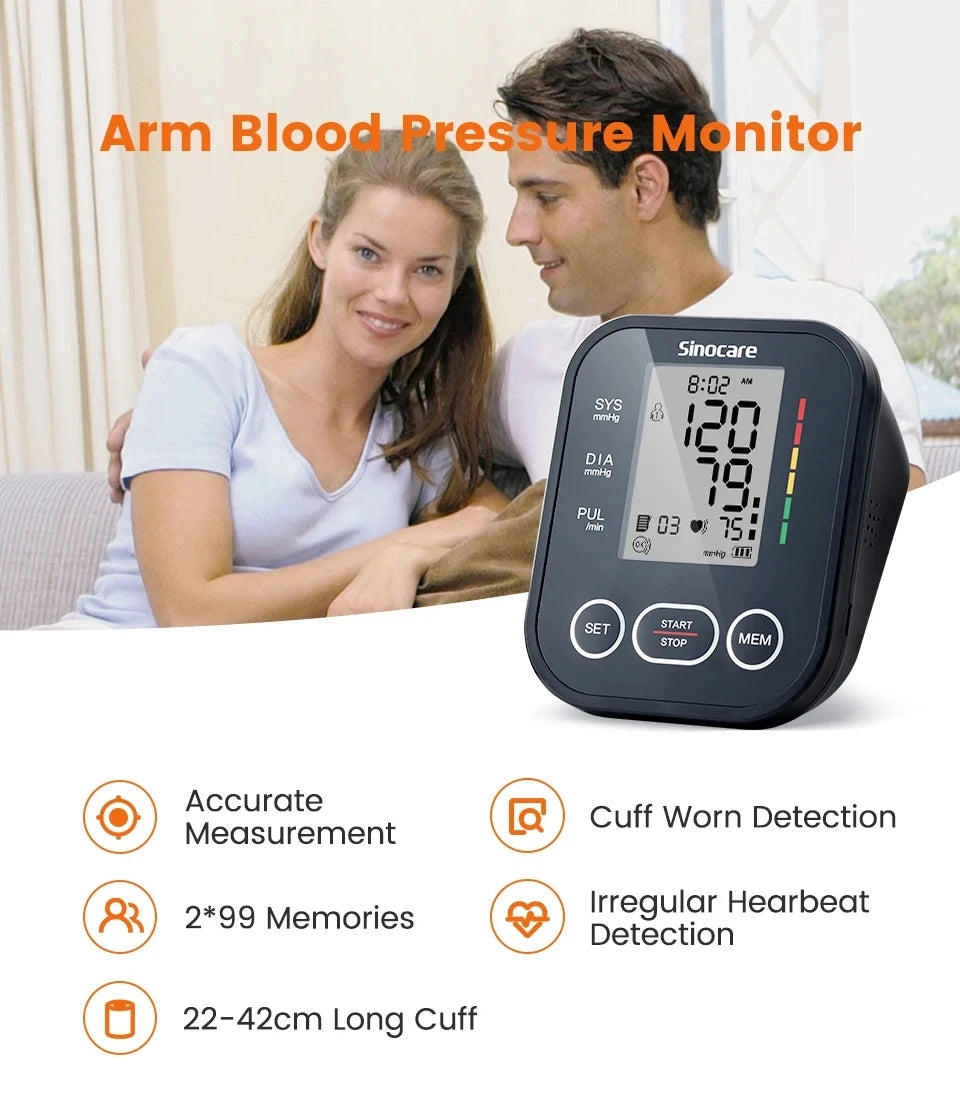 Sinocare Automatic Blood Pressure Monitor - Upper Arm Digital BP Meter