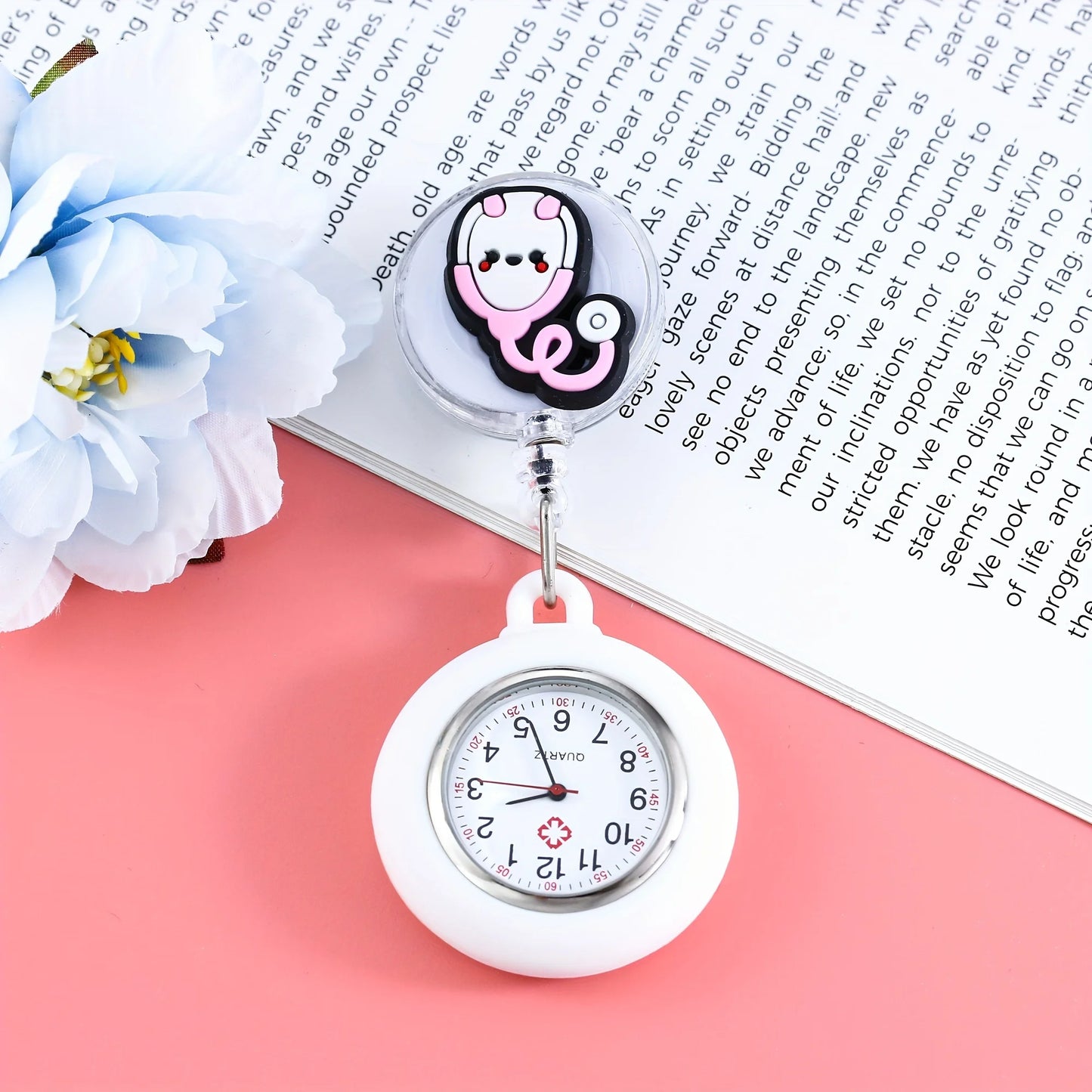 Cartoon Telescopic Nurse Watch - Cute Retractable Fob Watch for Students