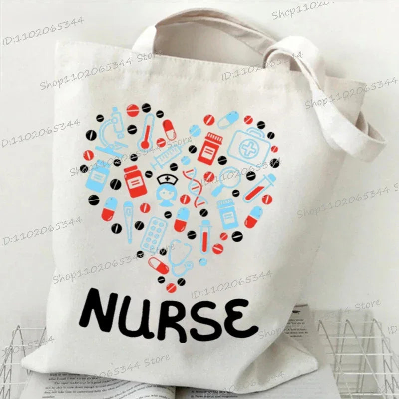 Nurse Tote Bag - Medical Heartbeat Pattern Shoulder Bag for Healthcare Workers