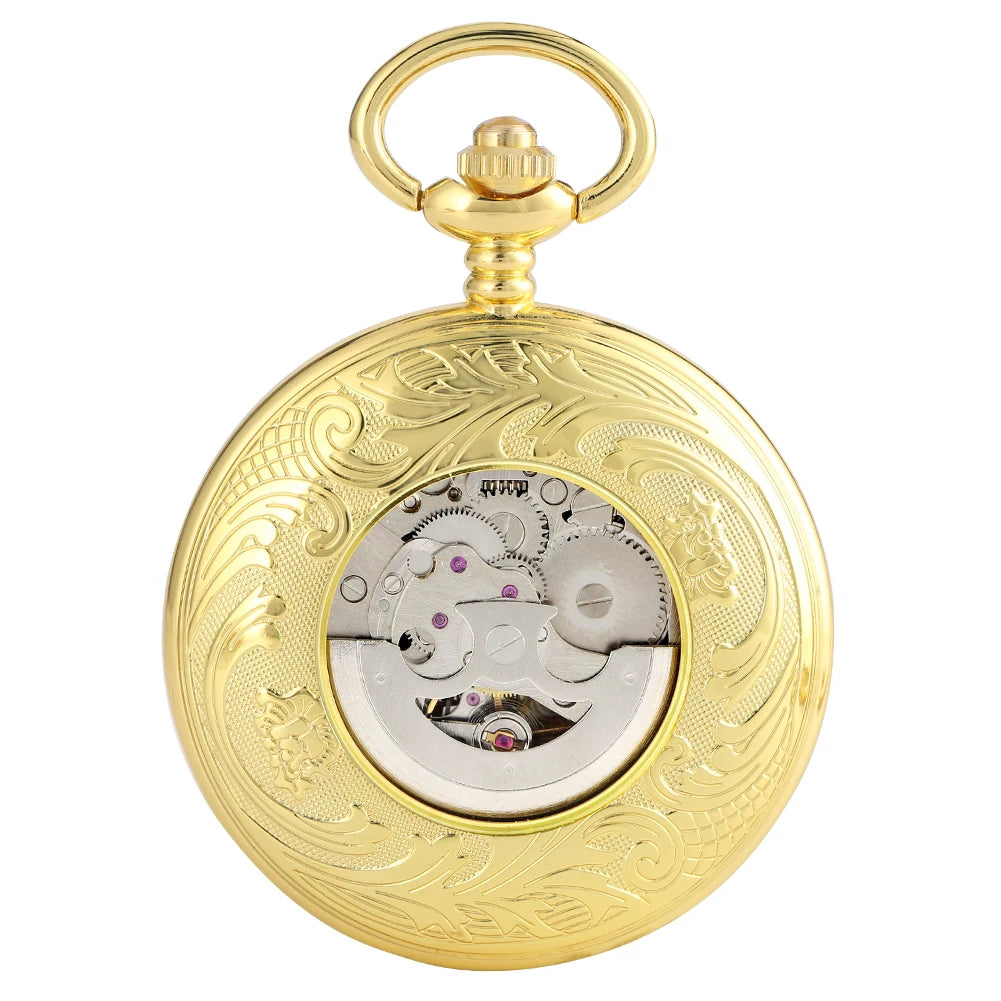 Golden Automatic Mechanical Pocket Watch - Luxury Nurse Fob Watch Gift