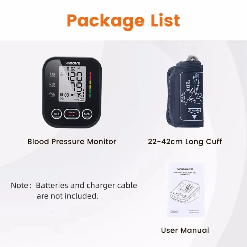 Sinocare Automatic Blood Pressure Monitor - Upper Arm Digital BP Meter