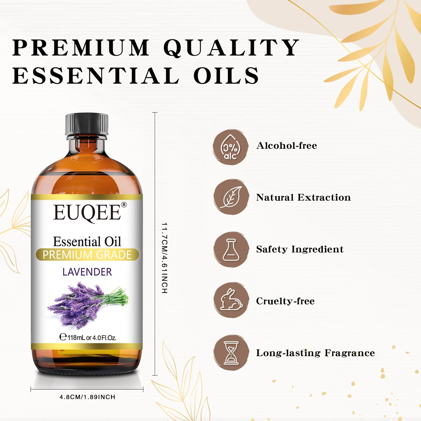 EUQEE Essential Oils 118ml - Aromatherapy for Diffuser, Candles & Soap Making