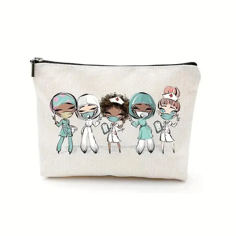Nurse Makeup Bag - Waterproof Linen Zipper Storage Bag Gift