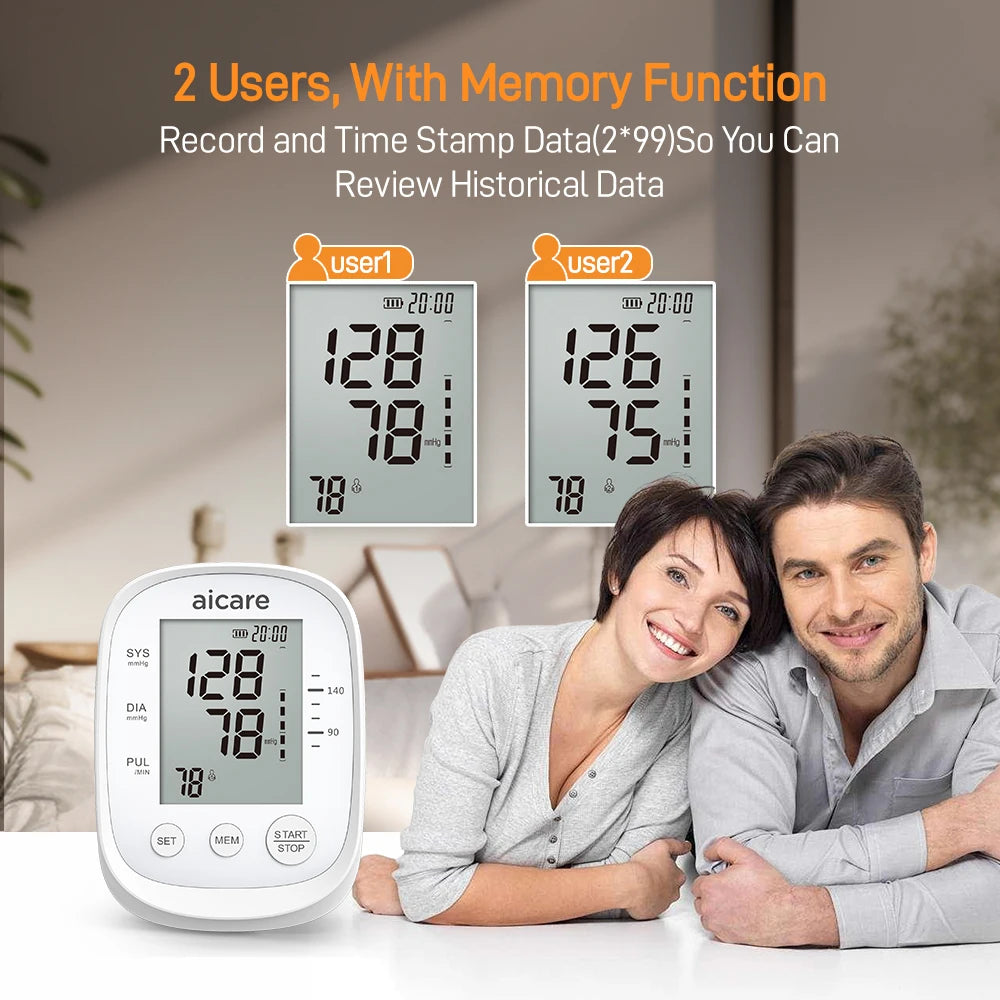 Aicare Digital Blood Pressure Monitor - Upper Arm with Large Cuff