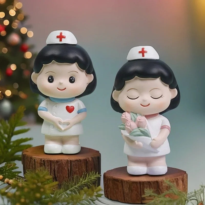 Nurse Doll Ornament - Handmade Resin Figurine for Office & Home Decoration