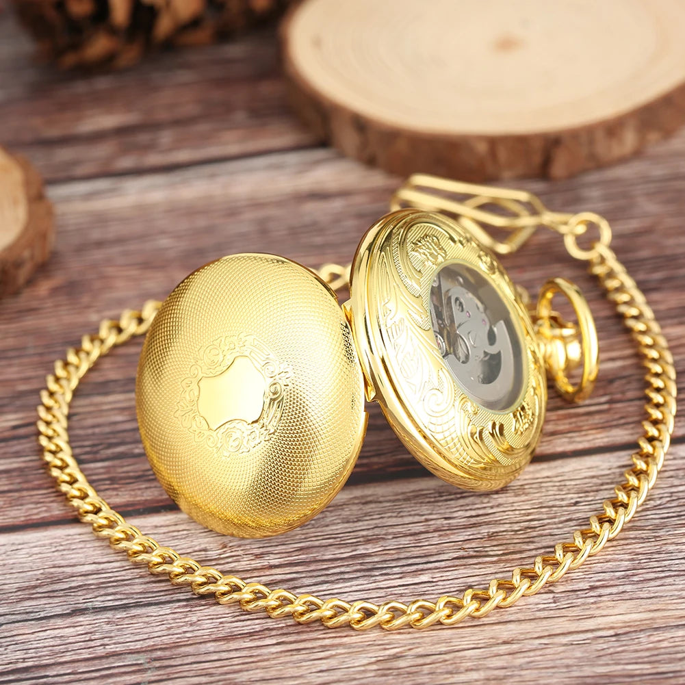 Golden Automatic Mechanical Pocket Watch - Luxury Nurse Fob Watch Gift