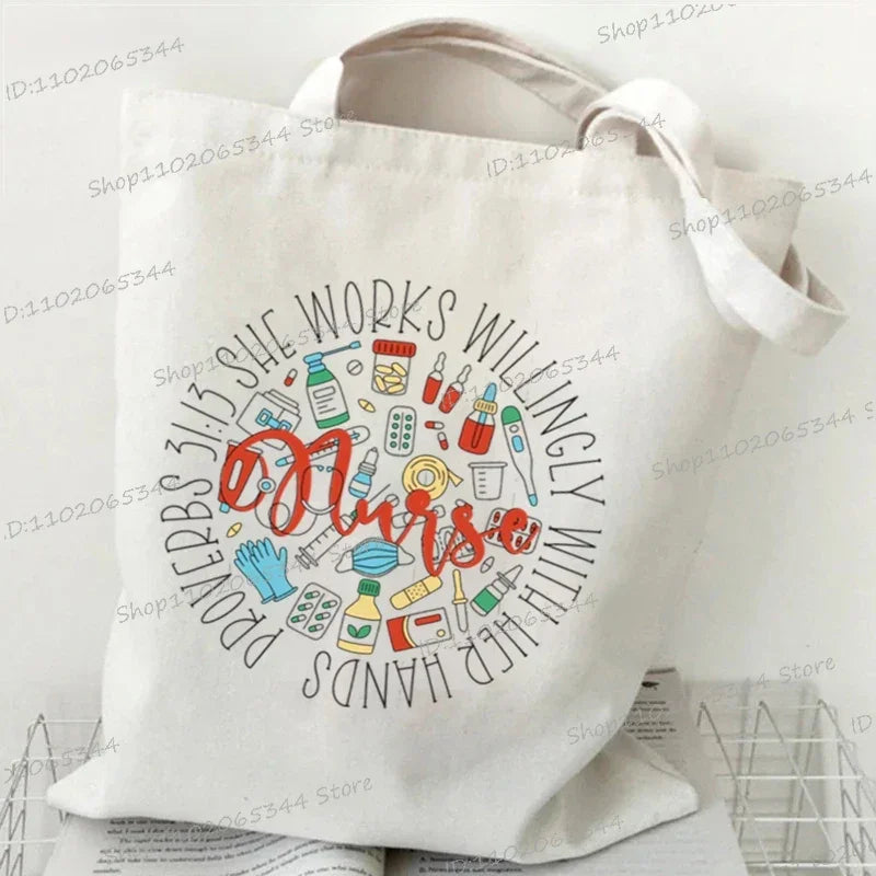 Nurse Tote Bag - Medical Heartbeat Pattern Shoulder Bag for Healthcare Workers