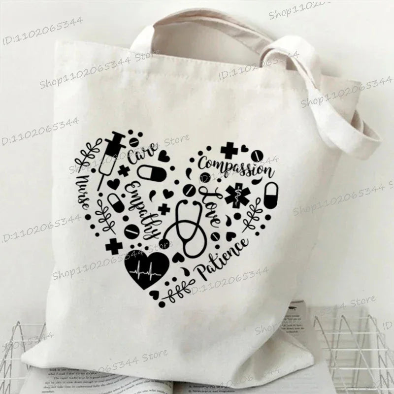 Nurse Tote Bag - Medical Heartbeat Pattern Shoulder Bag for Healthcare Workers