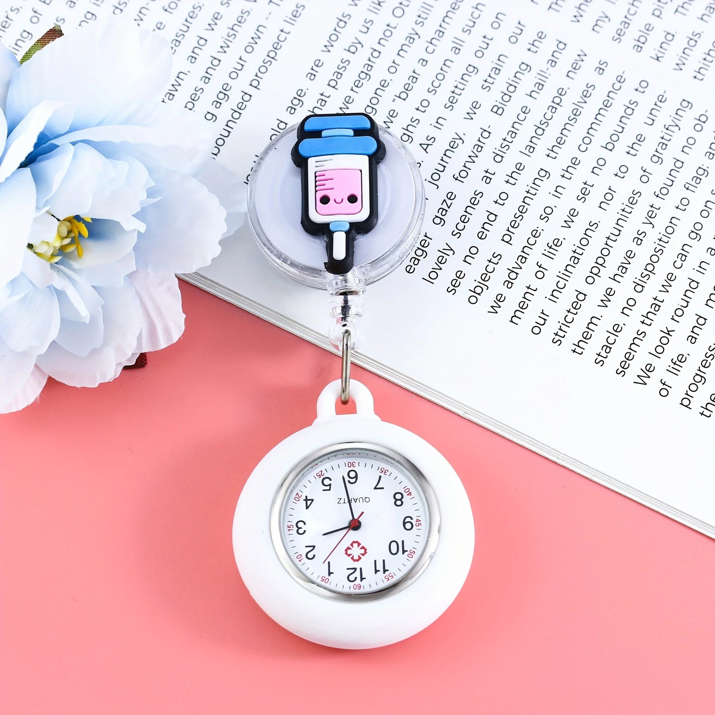 Cartoon Telescopic Nurse Watch - Cute Retractable Fob Watch for Students