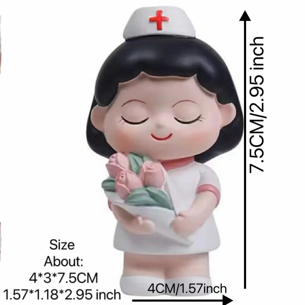 Nurse Doll Ornament - Handmade Resin Figurine for Office & Home Decoration