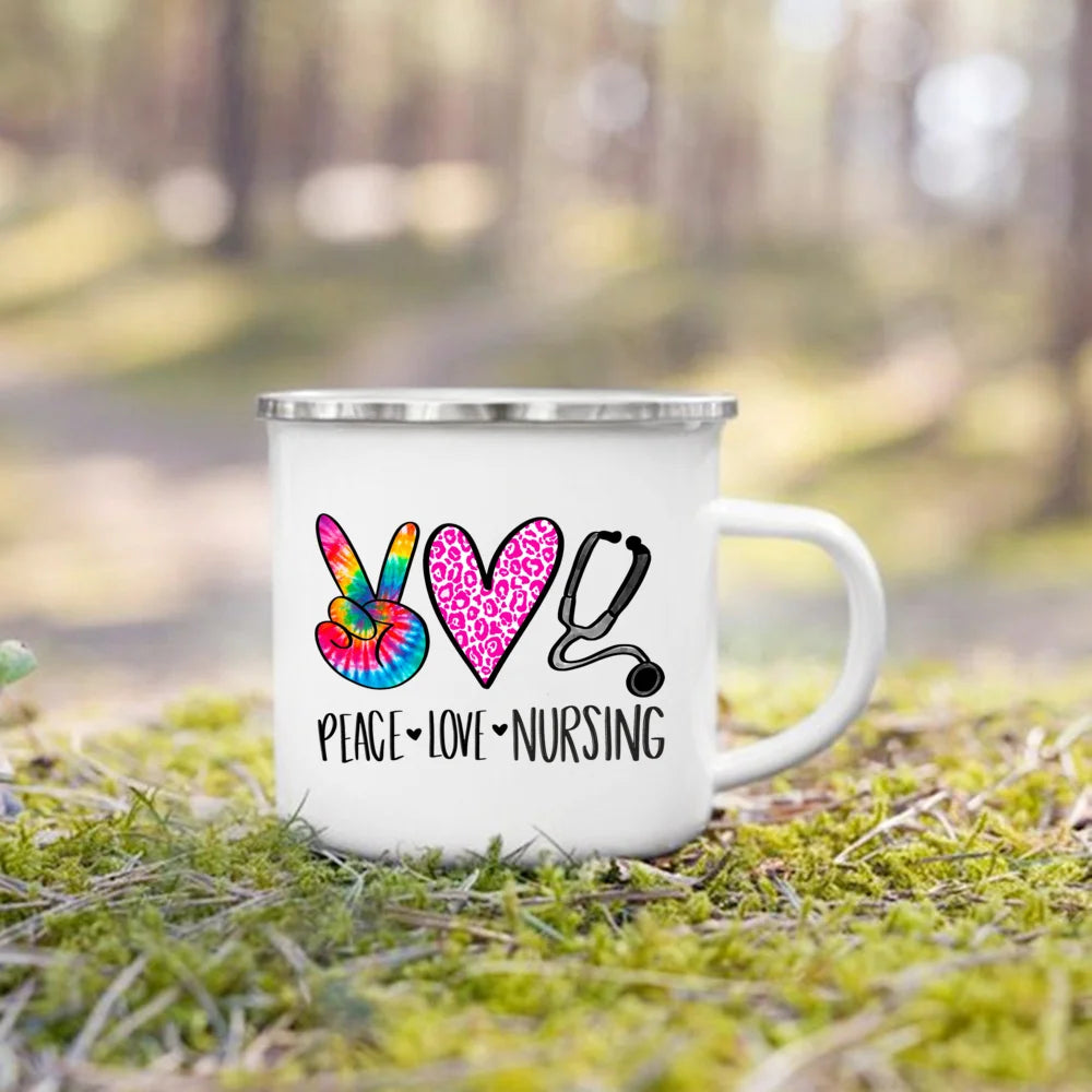 Nurse Life Enamel Mug 360ml - Creative Coffee Cup Gift for Nurses