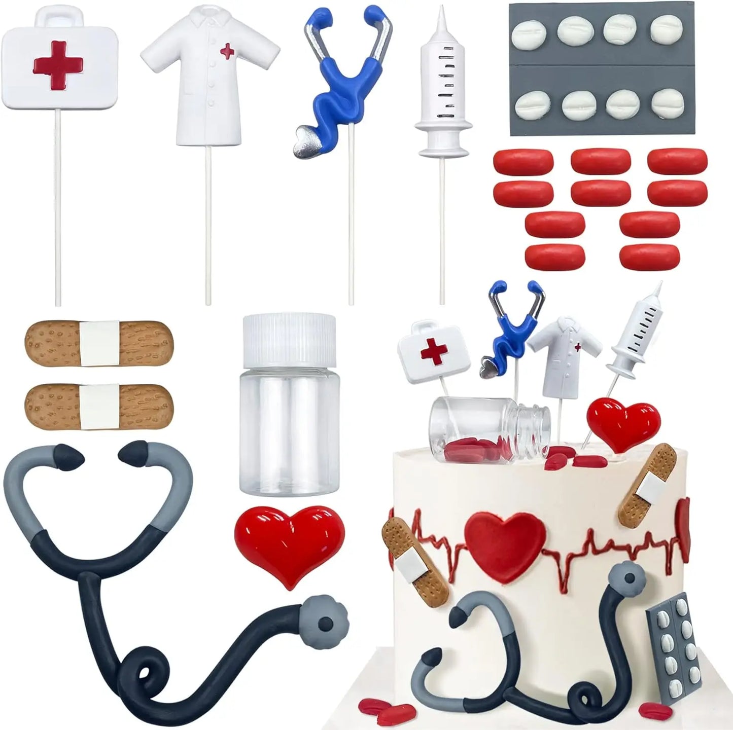 Nurse Cake Topper 20pcs - Nursing Graduation Party Decorations