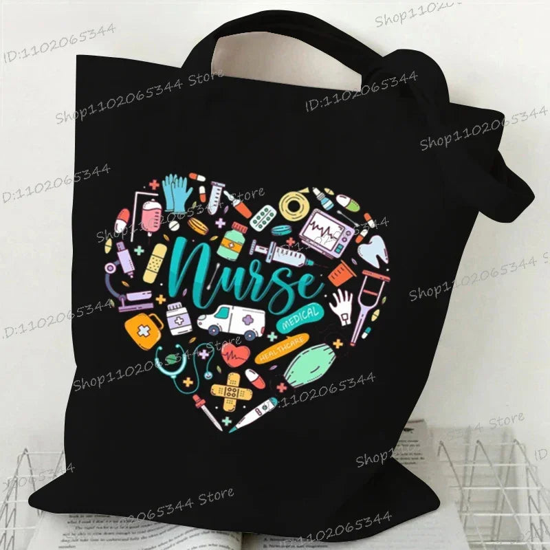 Nurse Tote Bag - Medical Heartbeat Pattern Shoulder Bag for Healthcare Workers