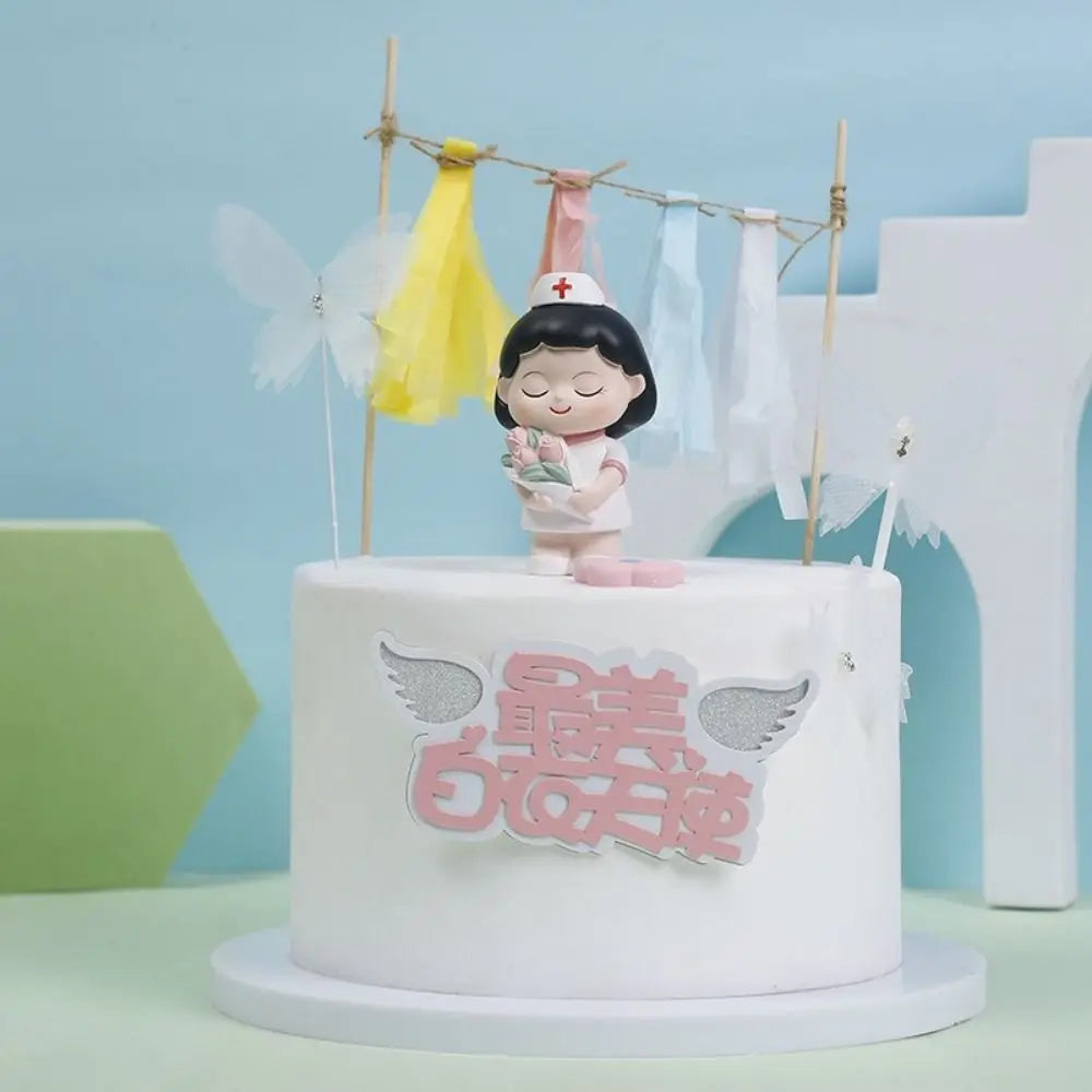 Cartoon Nurse Figurine - Cute Resin Ornament for Home & Office Decoration