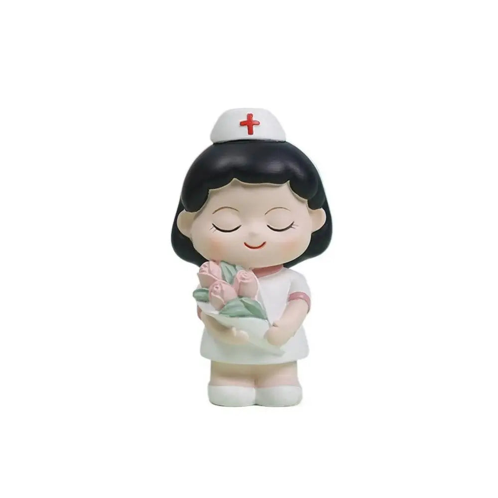 Cartoon Nurse Figurine - Cute Resin Ornament for Home & Office Decoration