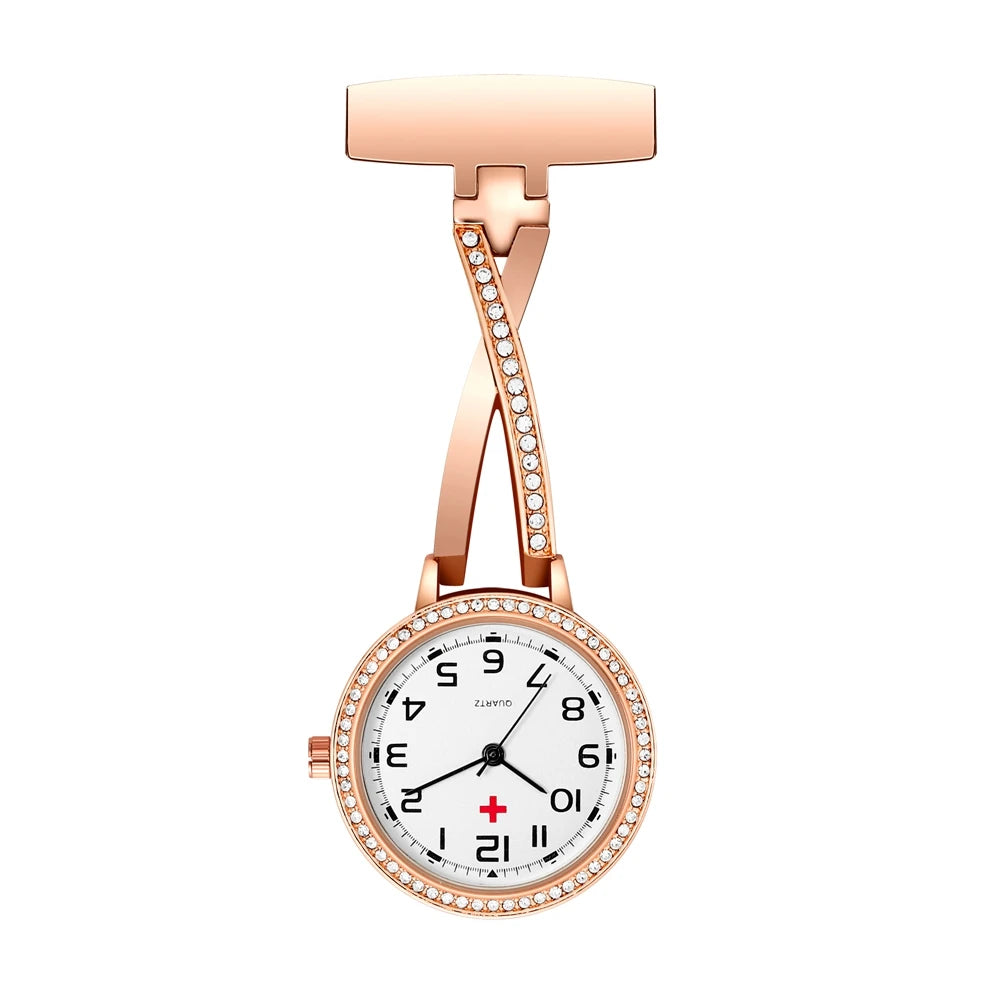 Paramedic Nurse Pocket Watch - Rose Gold Silver Fob Watch with Clip