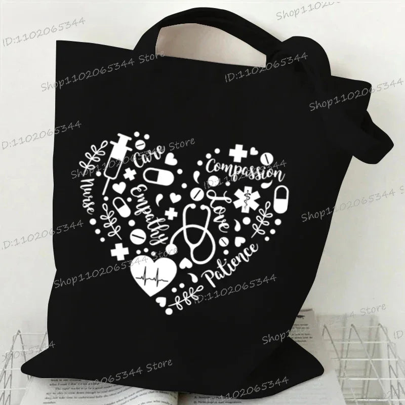 Nurse Tote Bag - Medical Heartbeat Pattern Shoulder Bag for Healthcare Workers