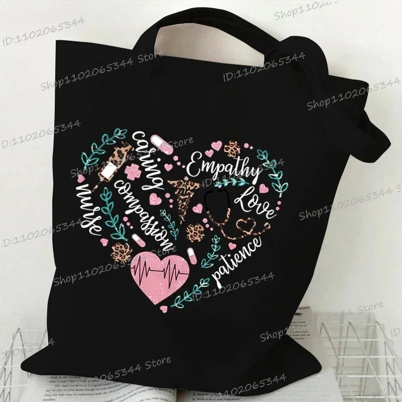Nurse Tote Bag - Medical Heartbeat Pattern Shoulder Bag for Healthcare Workers