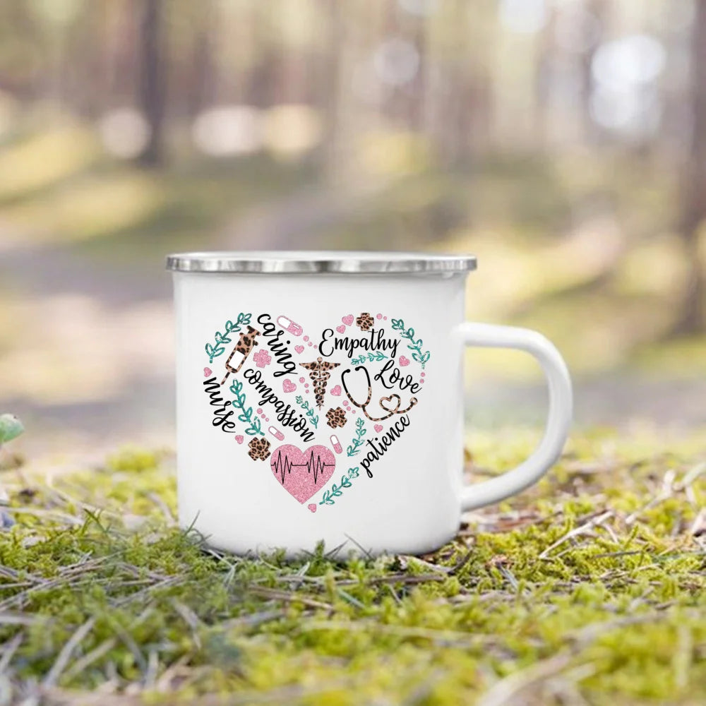 Nurse Life Enamel Mug 360ml - Creative Coffee Cup Gift for Nurses