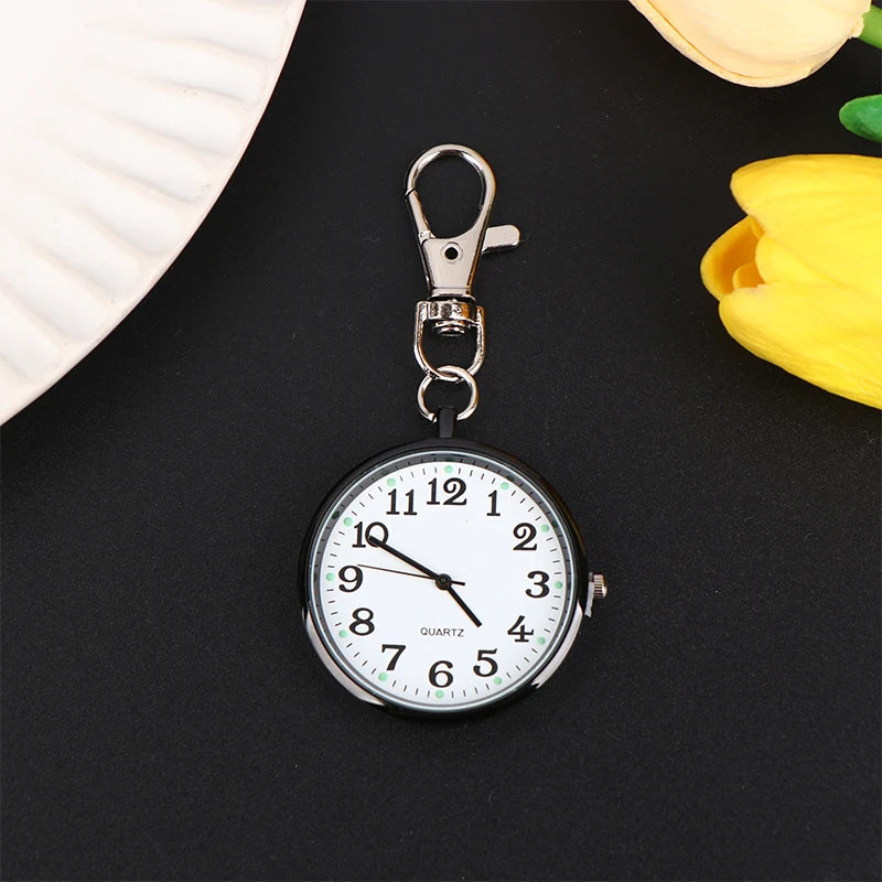 Vintage Nurse Pocket Watch - Keychain Fob Clock with Battery