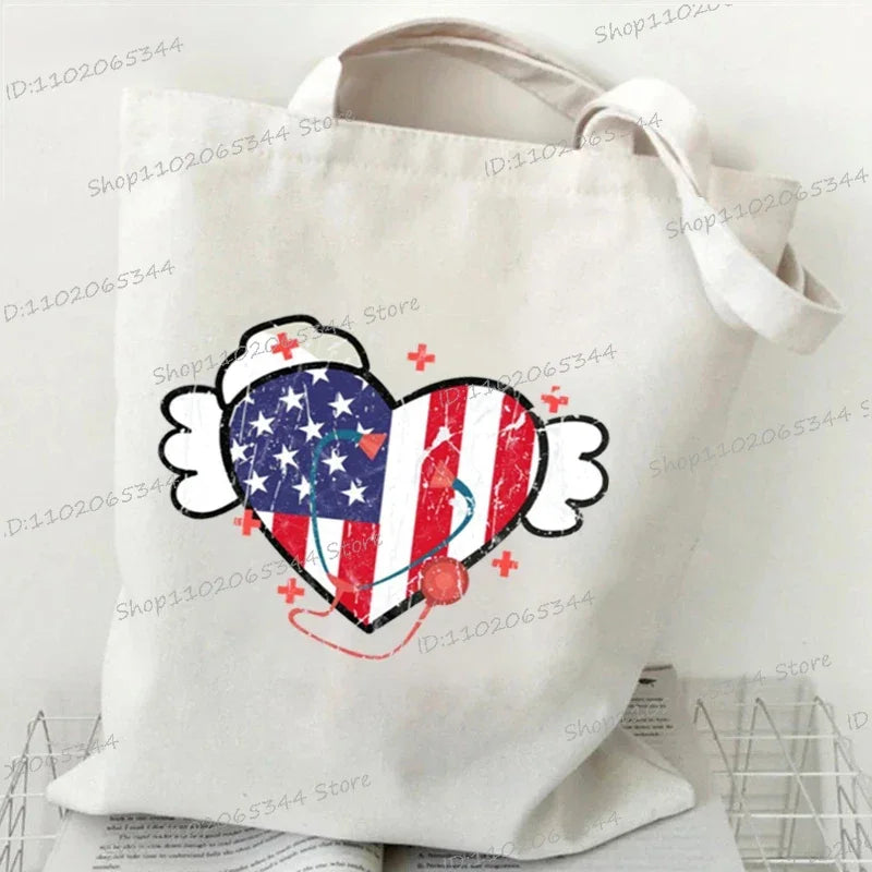 Nurse Tote Bag - Medical Heartbeat Pattern Shoulder Bag for Healthcare Workers