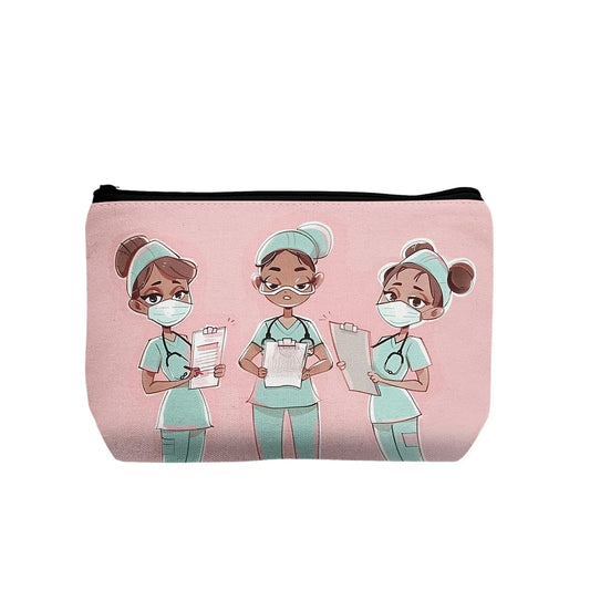 Nurse Makeup Bag - Waterproof Linen Zipper Storage Bag Gift