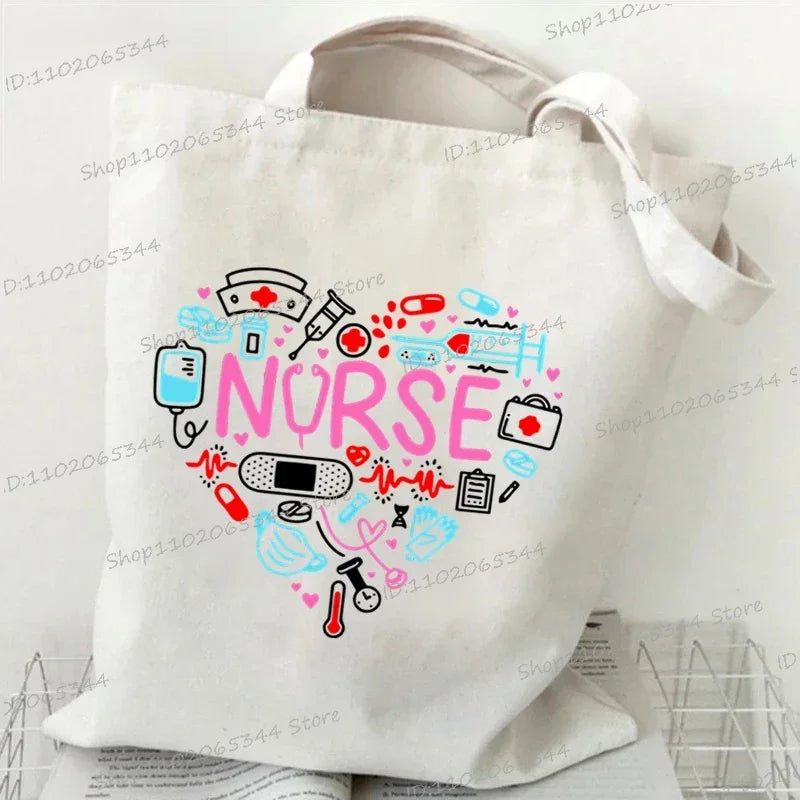 Nurse Tote Bag - Medical Heartbeat Pattern Shoulder Bag for Healthcare Workers