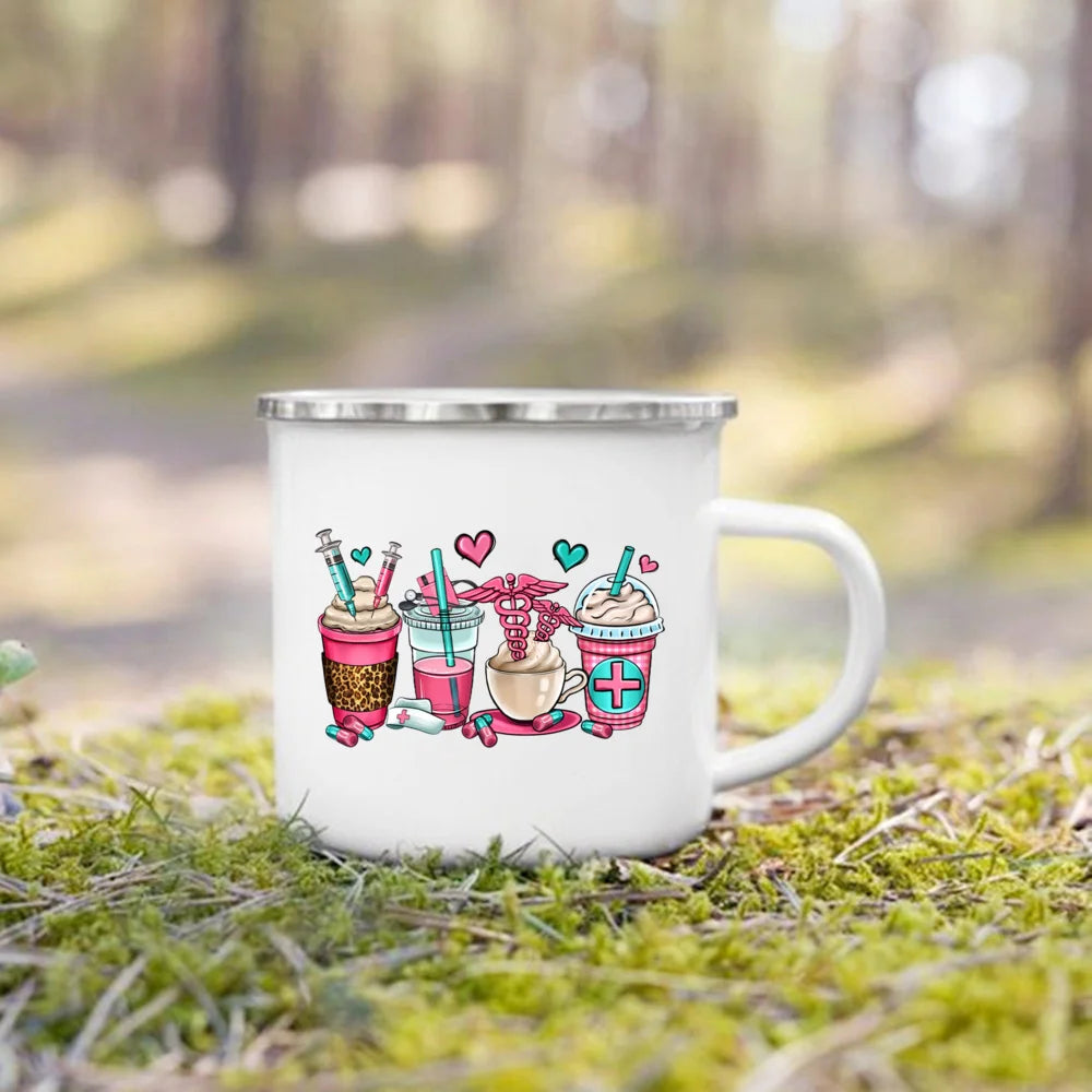 Nurse Life Enamel Mug 360ml - Creative Coffee Cup Gift for Nurses