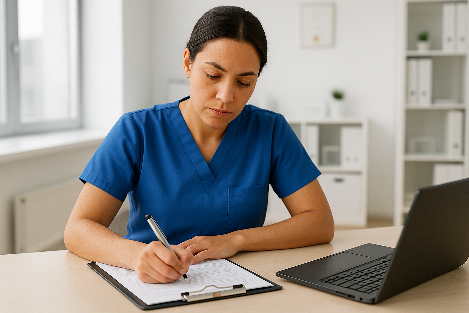 nurse writing a report