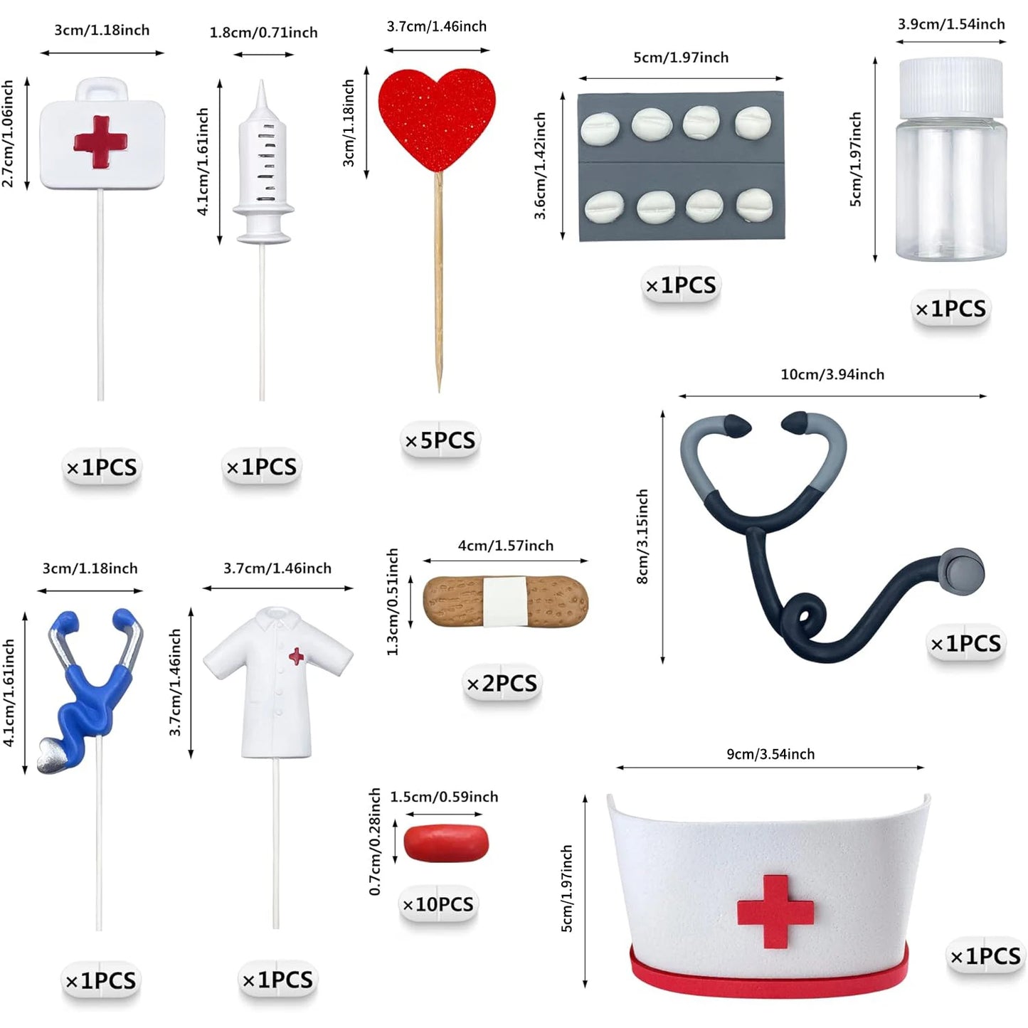 Nurse Cake Topper 20pcs - Nursing Graduation Party Decorations