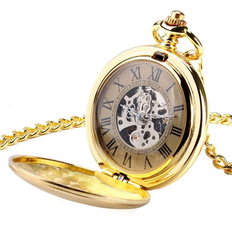 Golden Automatic Mechanical Pocket Watch - Luxury Nurse Fob Watch Gift