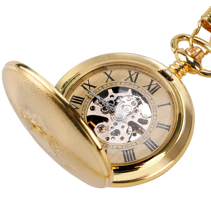 Golden Automatic Mechanical Pocket Watch - Luxury Nurse Fob Watch Gift