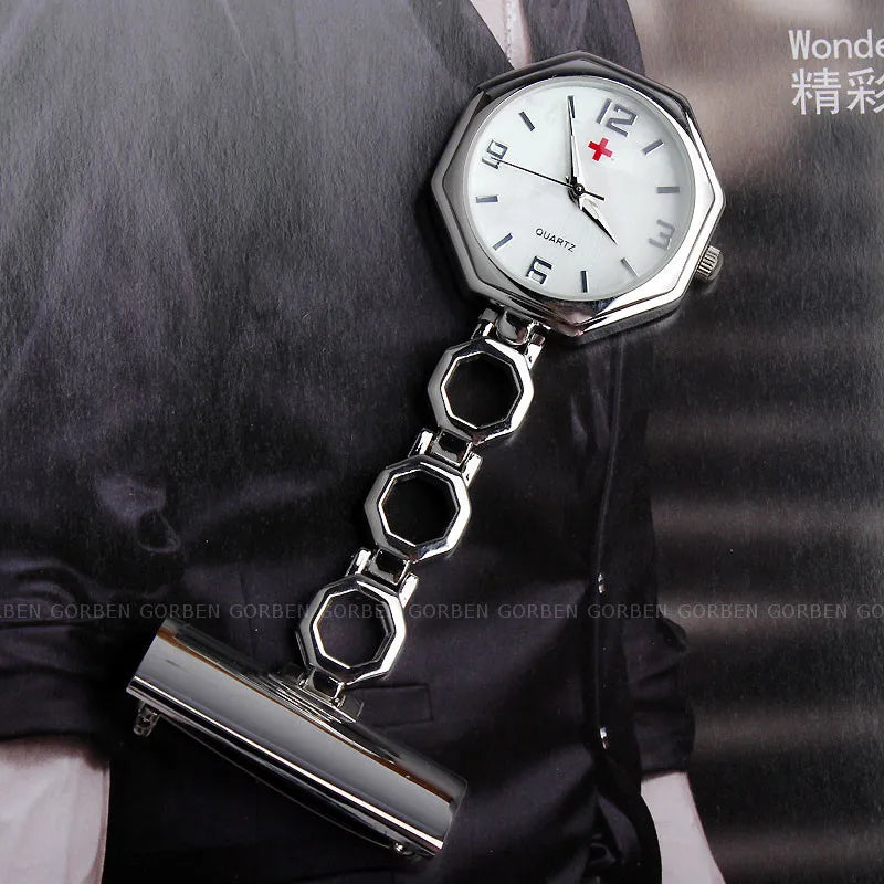 Paramedic Nurse Pocket Watch - Rose Gold Silver Fob Watch with Clip
