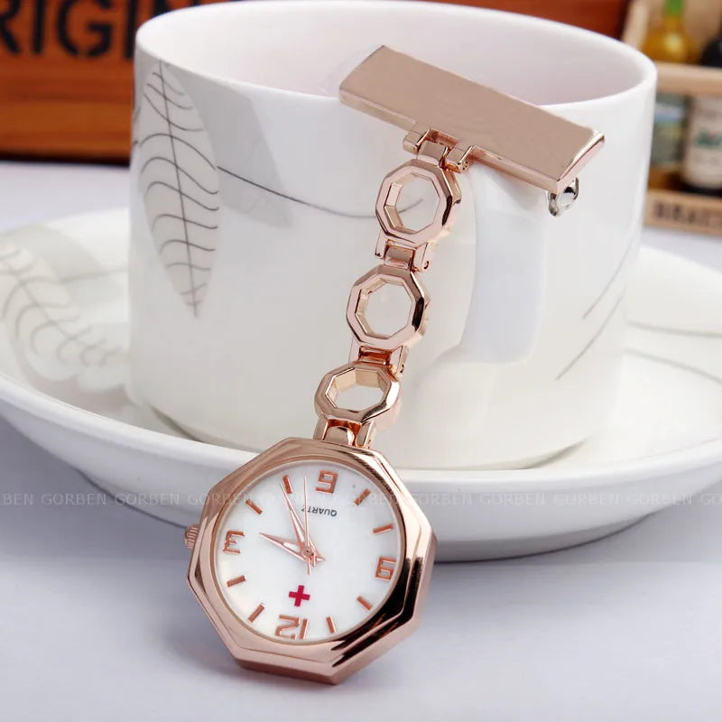Paramedic Nurse Pocket Watch - Rose Gold Silver Fob Watch with Clip