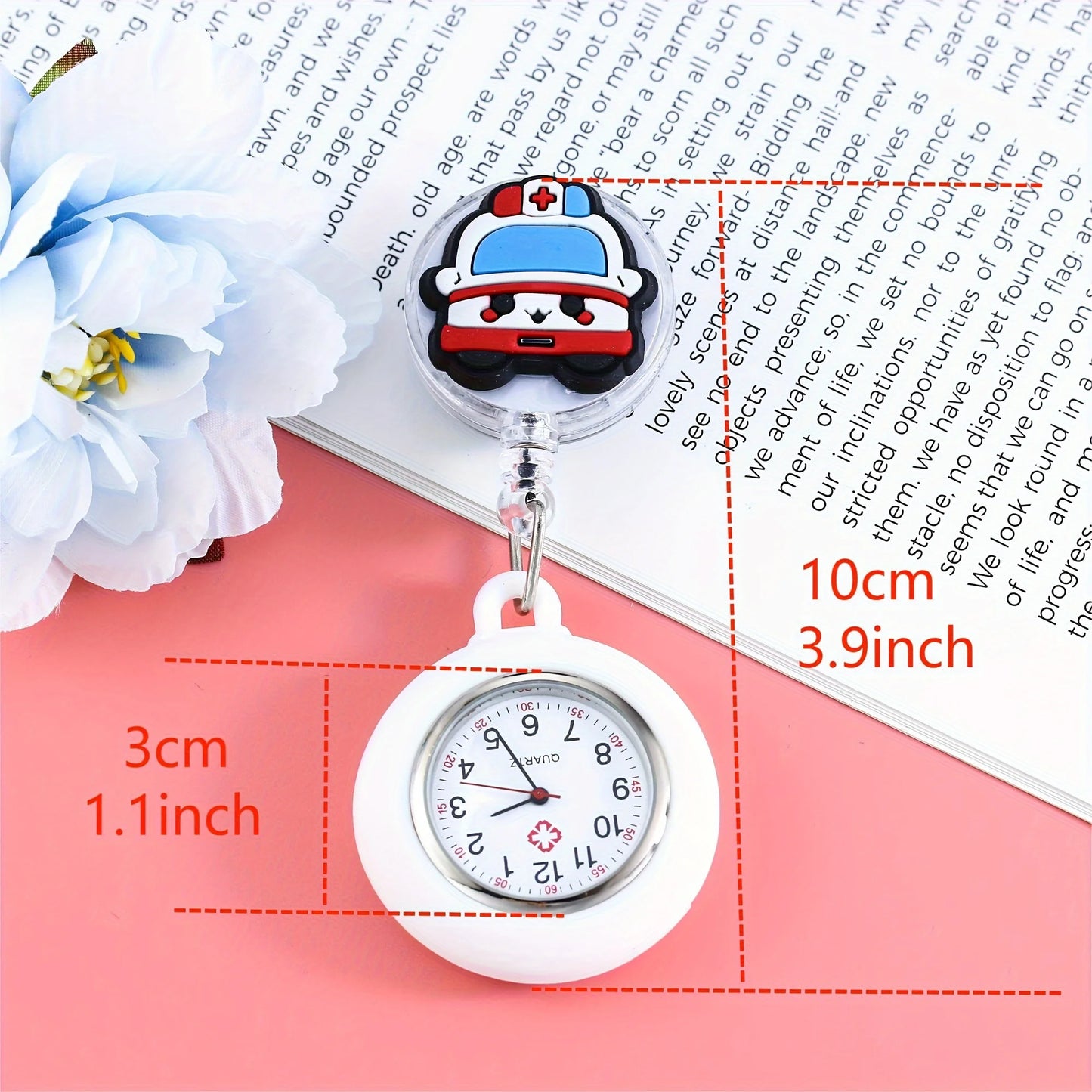 Cartoon Telescopic Nurse Watch - Cute Retractable Fob Watch for Students