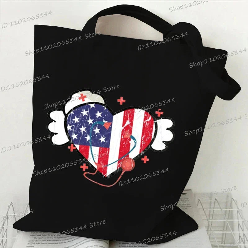 Nurse Tote Bag - Medical Heartbeat Pattern Shoulder Bag for Healthcare Workers