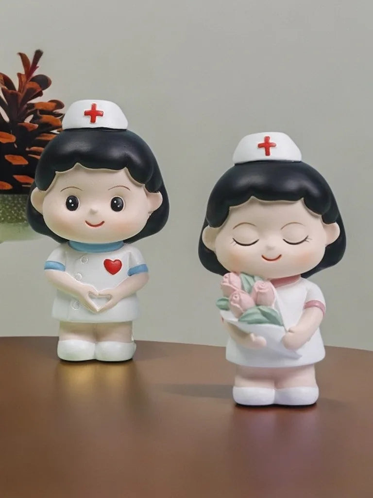 Nurse Doll Ornament - Handmade Resin Figurine for Office & Home Decoration